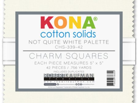 Kona Cotton Not Quite White Palette 42 piece 5  x 5  Square Charm Pack For Cheap