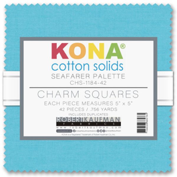 Kona Cotton Seafarer Palette 42 piece 5  x 5  Square Charm Pack Cheap