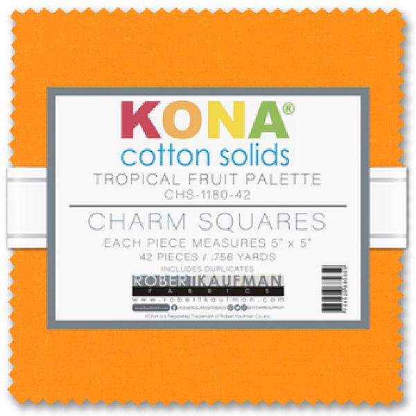 Kona Cotton Tropical Fruit Palette 42 piece 5  x 5  Square Charm Pack For Sale