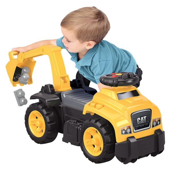 CAT 3-in-1 Ride-On Excavator Large Steering Wheel on Front by Mega Bloks on Sale